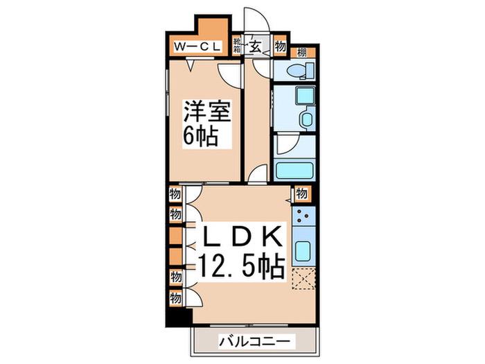メゾンジェルメ(1LDK/5階)の間取り写真