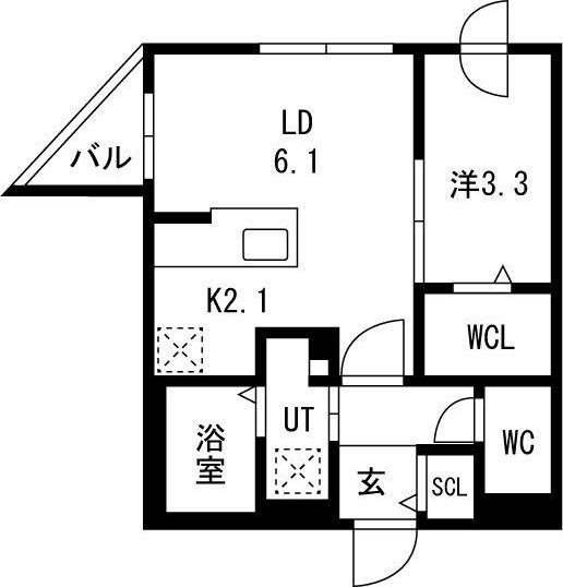 BLANC JEMIS N25(1LDK/2階)の間取り写真