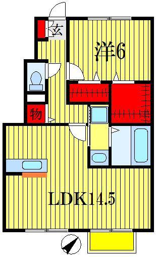グランドソレイユI(1LDK/1階)の間取り写真