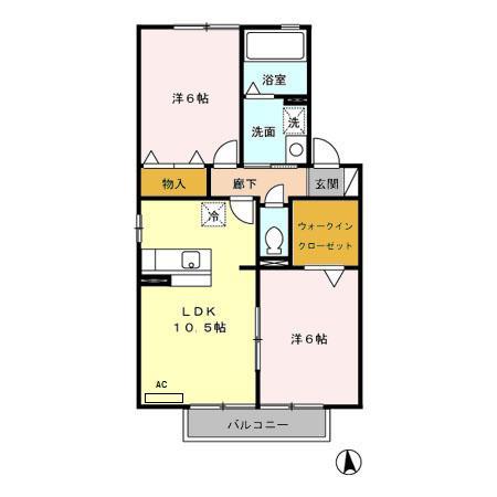 VILLALOUNIE(2LDK/2階)の間取り写真