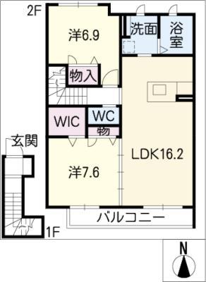 シャーメゾン別府 A棟(2LDK/2階)の間取り写真
