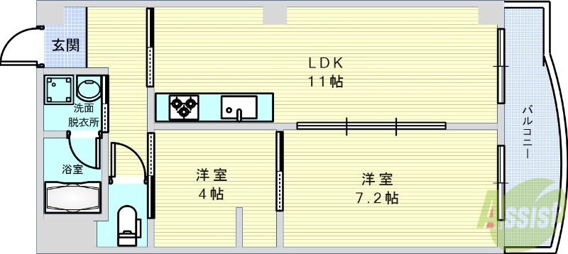 マンションニシムラ(1LDK/5階)の間取り写真