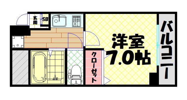 アミューズ千代崎(1K/3階)の間取り写真