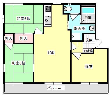 パストラルNK B棟(3LDK/2階)の間取り写真