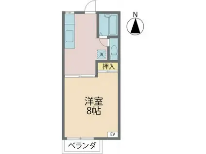 メゾン道(1K/2階)の間取り写真