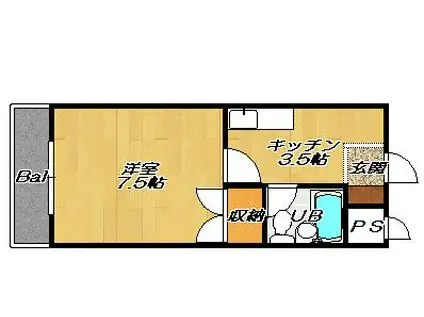 ICROSS AM野崎(1K/1階)の間取り写真