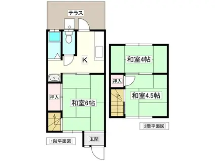 富士達アパート(3K/1階)の間取り写真