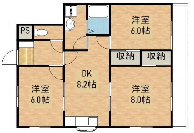 メゾンIDE(3DK/1階)の間取り写真