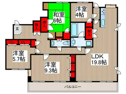 ＪＲ武蔵野線 西浦和駅 徒歩11分 5階建 築35年(4LDK/5階)の間取り写真