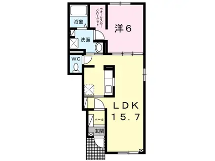 滝川市東町1丁目1LDKアパート(1LDK/1階)の間取り写真