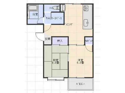 メゾンレリヤII(2DK/1階)の間取り写真