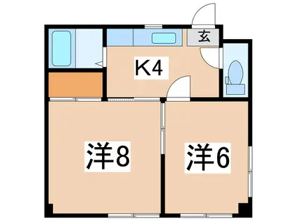 上町マンション(2K/3階)の間取り写真