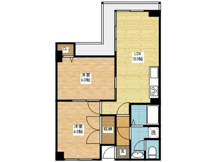 エリートマンション(2LDK/6階)の間取り写真