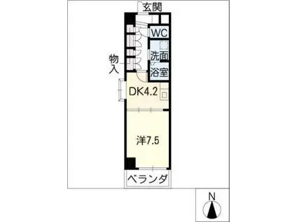 FOUR LEAVES前田(1DK/9階)の間取り写真