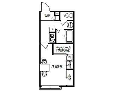 ヴィクトワール(1K/1階)の間取り写真
