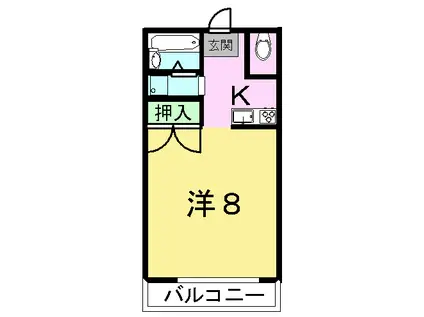 シティハイツ三里木(1K/2階)の間取り写真