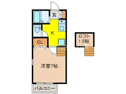 松隈コーポC(1K/1階)の間取り写真