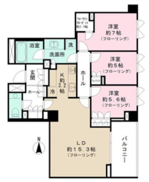 小田急線 代々木上原駅 徒歩9分 4階建 築11年(3LDK/3階)の間取り写真