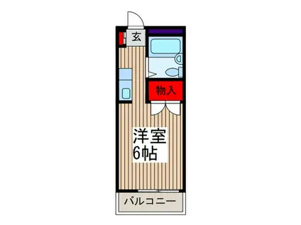 カーサ武蔵(ワンルーム/1階)の間取り写真