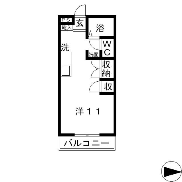アサヒコーポ(ワンルーム/2階)の間取り写真