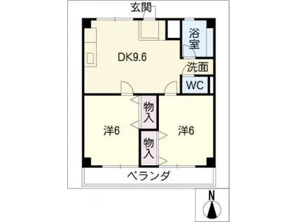 津IN COURT練木ノースコート(2DK/4階)の間取り写真