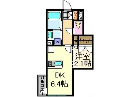 東武大師線 大師前駅 徒歩5分 2階建 築11年(ワンルーム/2階)の間取り写真