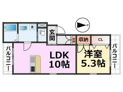 KTIレジデンス尼崎(1LDK/2階)の間取り写真