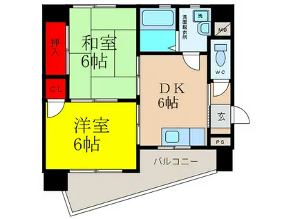 近藤ハイツII(2DK/4階)の間取り写真
