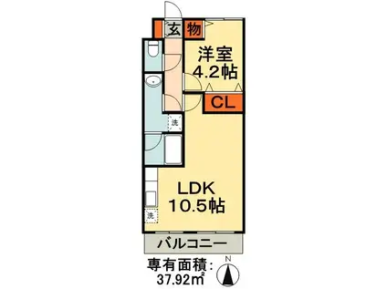 エタジェール星久喜(1LDK/2階)の間取り写真
