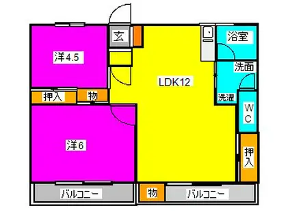 長尾ビル(2LDK/4階)の間取り写真
