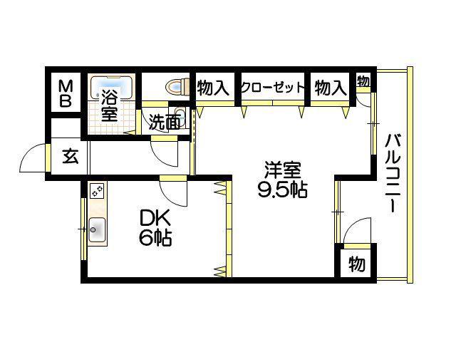 ロイヤルコーポ吉田(1DK/4階)の間取り写真
