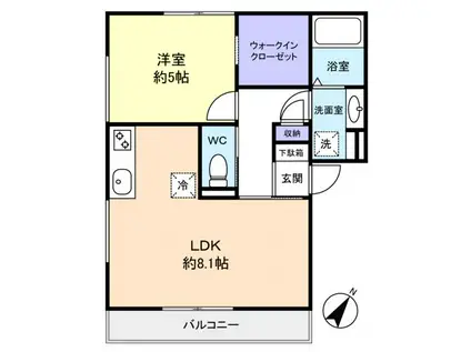 ガレット津田沼II(1LDK/1階)の間取り写真