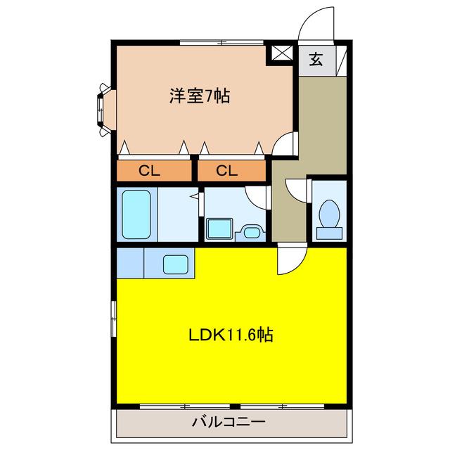 ミクラーシュG(1LDK/1階)の間取り写真