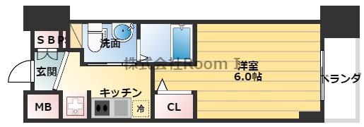 エステムプラザ大手前エヴァース(1K/6階)の間取り写真