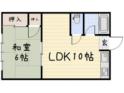 篠崎ハイツ(1LDK/2階)の間取り写真