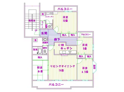 パークタウン五領(4LDK/2階)の間取り写真