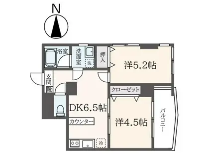 グランベルホドガヤ(2DK/4階)の間取り写真