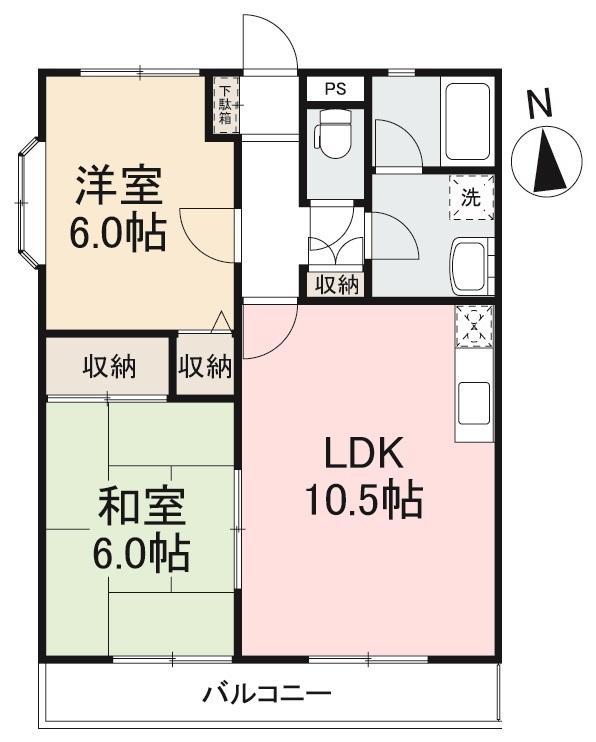 グレースハタオカ(2LDK/1階)の間取り写真