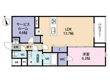SPコート興野(1SLDK/2階)の間取り写真