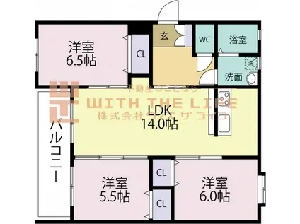 サンステージ東合川(3LDK/1階)の間取り写真