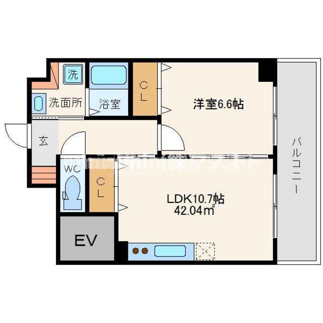 エルミタージュ難波南III(1LDK/4階)の間取り写真