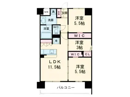 アーバネックス中崎町II(3LDK/6階)の間取り写真