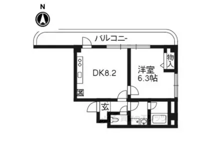木津川プレイス(1LDK/3階)の間取り写真