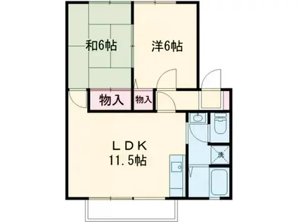 シャムロックII(2LDK/2階)の間取り写真