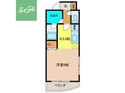 モンパルト万屋(1K/3階)の間取り写真