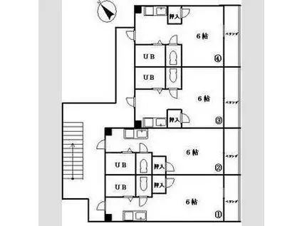 コート西ハゼI(1K/3階)の間取り写真