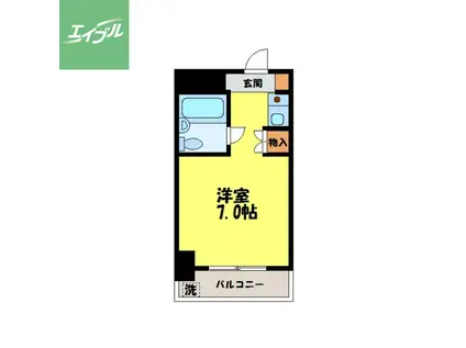 ホワイトパレス長崎(ワンルーム/8階)の間取り写真