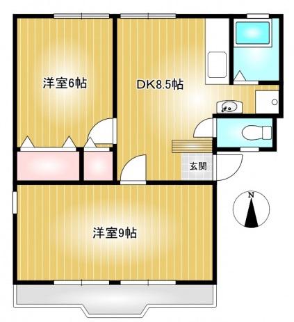 シティハイツ(2DK/2階)の間取り写真