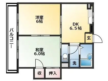 サンハイツ山崎I(2DK/2階)の間取り写真