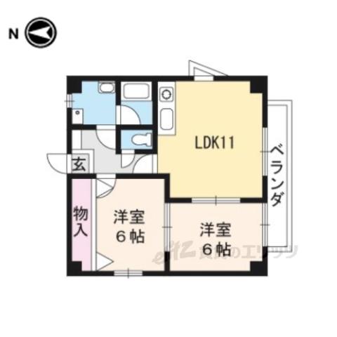 スクエアコート(2LDK/1階)の間取り写真